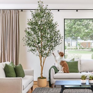 Artificial Olive Tree, Faux Potted Olive Tree With Realistic Leaves and Fruits, Fake Olive Tree with Pot for Home Office Living Room Foyer Floor - 1 of 4