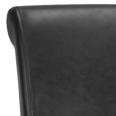 Elegant Transitional Black Leather 24" Counter Stool