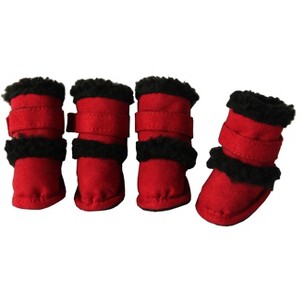 Pet Life Shearling "Duggz" Dog Shoes - Red - 1 of 2