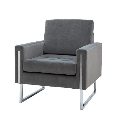 Idmon Modern Tufted Wooden velvet Club Chair with Metal Legs for Bedroom and Living Room | ARTFUL LIVING DESIGN