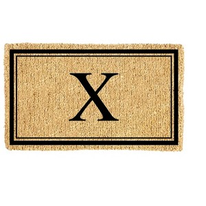 Evergreen Monogram Indoor Outdoor 100% Natural Coir Doormat 28" x 16" |  Letter  "X" - 1 of 4