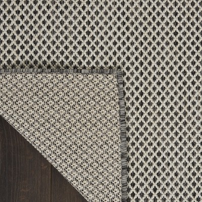 Ivory Charcoal Geometric Square Synthetic Area Rug 8'x8'