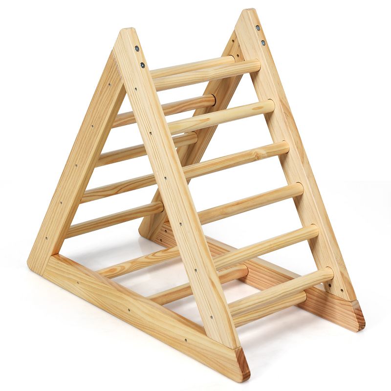 Costway Wooden Climbing Pikler Triangle with Climbing Ladder For Toddler Step Training, Natural, 1 of 11
