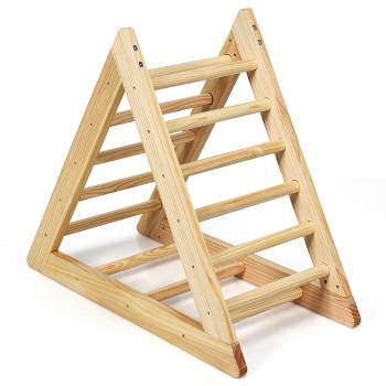 Costway Wooden Climbing Pikler Triangle with Climbing Ladder For Toddler Step Training, Natural