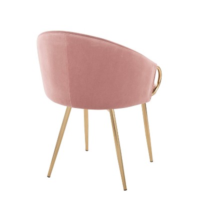 Claire Pink Velvet Metal Dining Chair Set