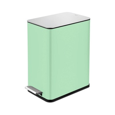 LunaLulinlk 2.6 Gallon Trash Can, Stainless Steel Step Bathroom Trash Can, Mint