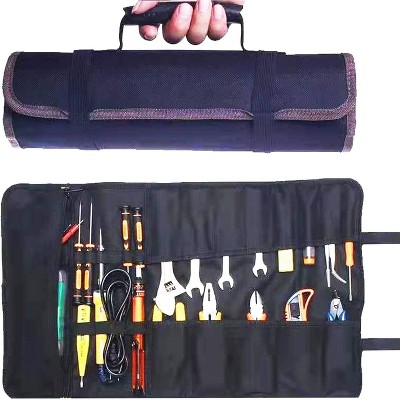 23 Pocket Tool Bag Roll Up, Tool Organizer for Men gift, Portable Tool Storage with Zipper Pouch, Compact Small Toolbag for Handyman RV Owners