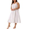 Agnes Orinda Women's Plus Size Pleated Ruffle Side Pockets Sleeveless Wide Strap Comfy Nightgowns - 2 of 4