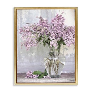 Stupell Industries Tranquil Lilac Flower Vase Floating Frame Canvas Art - 1 of 4
