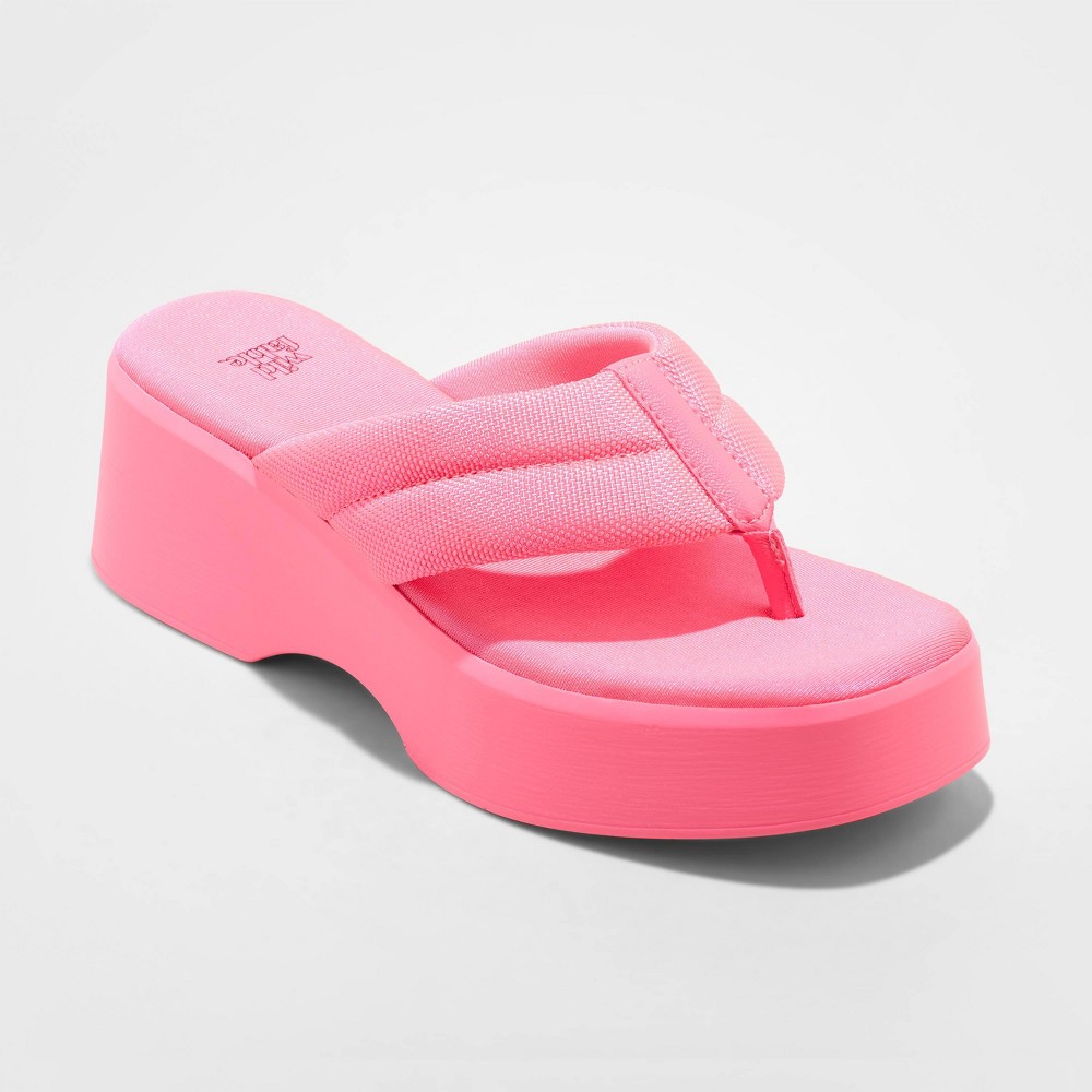Size 7 Women's Angela Platform Sandals - Wild Fable Pink 