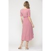 Hello Miz Women's Hi-Low Short Sleeve V Neck Maternity Wrap Dress with Belt - 4 of 4