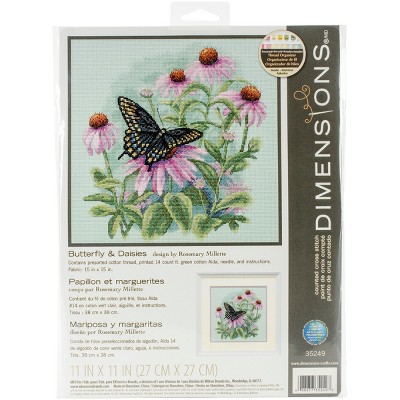 Dimensions Counted Cross Stitch Kit 11"X11"-Butterfly & Daisies (14 Count)
