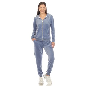 Women's 2 Piece Velour Tracksuit Set - White Mark - 1 of 4