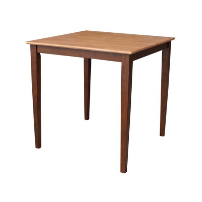 36" Square Solid Wood Top Counter Height Table with Shaker Legs Cinnamon/Brown - International Concepts: Modern Kitchen Furniture, Seats 4