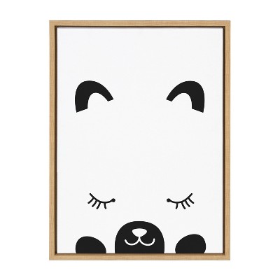 Kate and Laurel Sylvie Modern Baby Bear Framed Canvas by Rachel Lee of My Dream Wall, 18x24, Natural