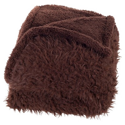 Brown Solid Fleece Sherpa Backed Throw (50"X60") - Yorkshire Home