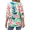 Nlife Women's Casual V Neck Floral Print 3/4 Length Sleeve Blouses Tropical Hawaiian Shirt Tops - 4 of 4