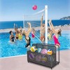 Wicker Pool Storage Cart w/Wheels - Holds Floats, Toys, Towels - Weather-Resistant PE Rattan, Foldable - for Patio, Garden, Beach - 3 of 4
