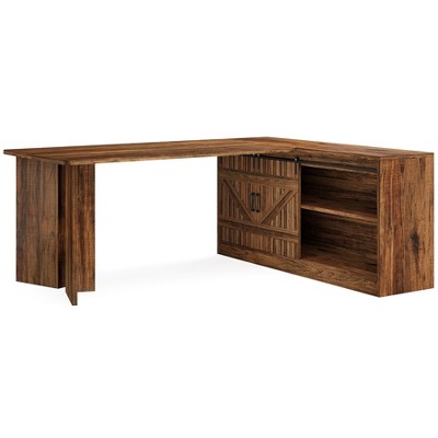 Tribesigns 70.9-Inch Executive Desk, L-Shaped Desk with 55.1-Inch Storage Cabinet for Home Office