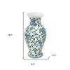 HomeRoots 19" White Blue And Green Floral Urn Porcelain Table Vase - 3 of 4