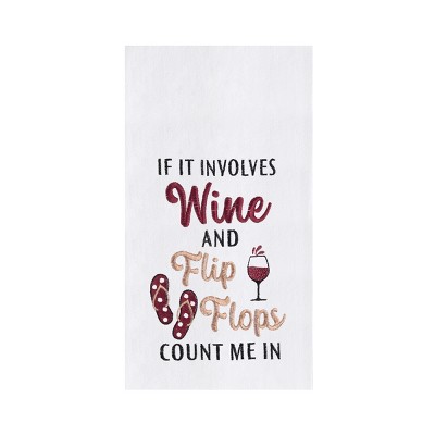 C&F Home "If It Involves Flip Flops Count Me In" Cotton Flour Sack Kitchen Dishtowel