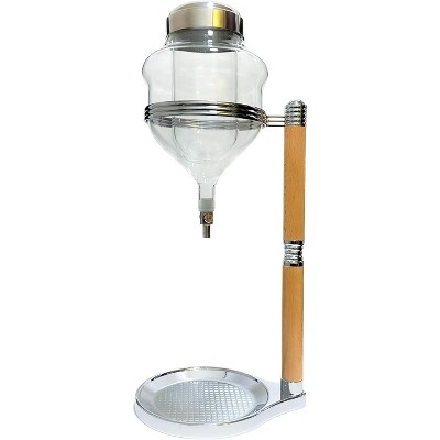 Nispira Ice Sake Wine Whisky Dispenser | Jug Cooler Decanter with Wooden Handle Borosilicate Glass Valve Opening, 1 Set