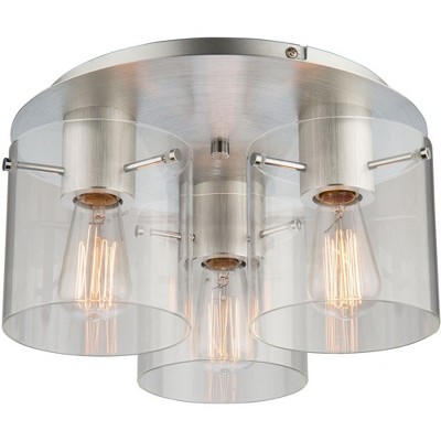 Henley Satin Black and Smoke Glass 3-Light Flush Mount