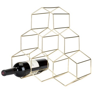 Premier Housewares Vertex 6 Bottle Wine Rack Gold Plated 