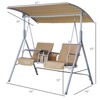 CAVINAS 2-Seat Porch Swing with Stand,Patio Swings with Canopy,Pivot Storage Table,2 Cup Holders,Cushions,Outdoor Swing for Poolside,Garden - 3 of 4