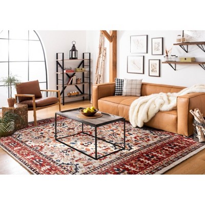 Charleston Heirloom Red/Ivory 8' x 10' Synthetic Rectangular Rug