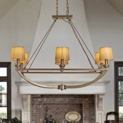 ALOADECOR Rustic Transitional Oil-Rubbed Bronze 6-Light Chandelier With Warm Fabric Shades For Dining and Island Decor