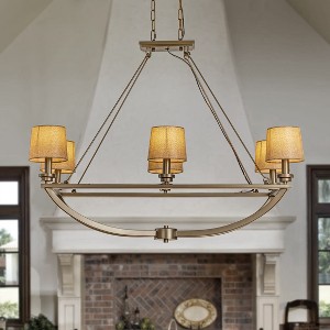 ALOADECOR Rustic Transitional Oil-Rubbed Bronze 6-Light Chandelier With Warm Fabric Shades For Dining and Island Decor - 1 of 4