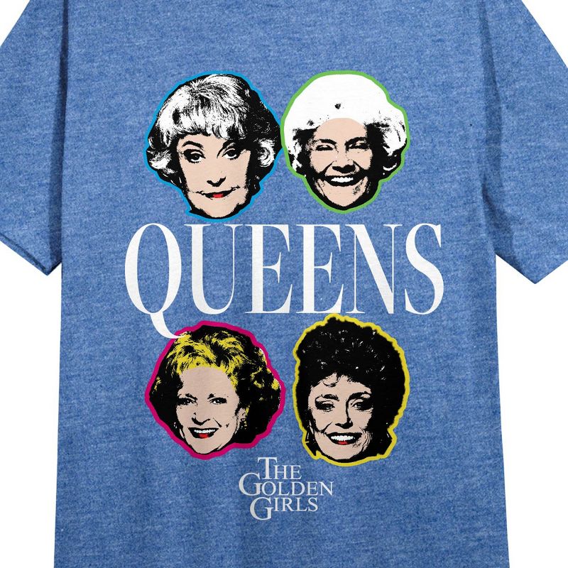 Golden Girls Queens Crew Neck Short Sleeve Blue Heather Women's Night Shirt, 2 of 3