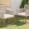 Durable Acacia Wood Outdoor Armchairs with Handwoven Rope Back & Arms, Washable Cushions, and Water-Resistant Fabric – Set of 2-Coolbibila - 2 of 4