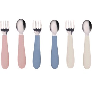 WeeSprout Toddler Utensils, 3 Forks & 3 Spoons, 18/8 Stainless Steel & Food Grade Silicone - 1 of 4