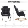 Gray Upholstered Rocking Glider Chair Contemporary Style with High Back and Pillows - 2 of 4