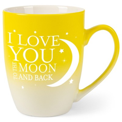 Elanze Designs Love You Moon And Back Two Toned Ombre Matte Yellow and White 12 ounce Ceramic Stoneware Coffee Cup Mug