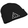 Harry Potter Deathly Hallows Symbol Knit Beanie for Men and Women, Black - 4 of 4