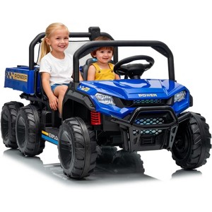 24V 4WD All-Terrain Kids Electric Ride-on Dump Truck,2-Seater with Remote Control,Dump Bed - 1 of 4