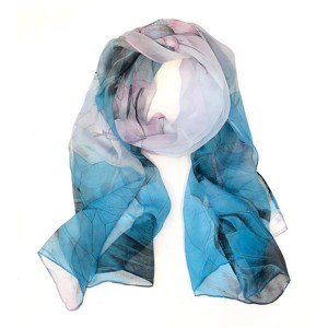 Wrapables Lightweight Sheer Silky Feeling Georgette Scarf, Blue Lotus Flower - 1 of 4