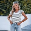 Women's Casual Striped V-Neck T-Shirt - Cupshe - 2 of 4