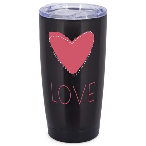 Elanze Designs Love Stitched Up Heart Wrap-Around Design 20 Ounce Stainless Steel On-The-Go Coffee Mug, Thermal Travel Tumbler with Leak Resistant - 1 of 4