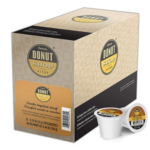 Authentic Donut Shop Blend Coffee Pods, Decaffeinated Medium Roast Coffee in Single Serve Cups, 24 Count - 1 of 3