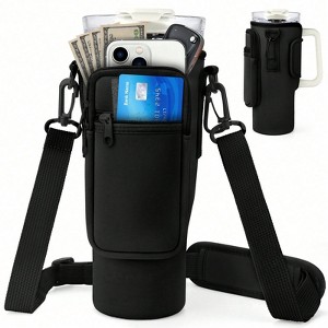 BABYYER Water Bottle Carrier Bag with Phone Pocket for Stanley 40oz Tumbler Neoprene Water Bottle Holder Pouch - 1 of 4