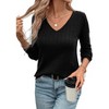 Women's Cable Knit v Neck Lightweight Soft Pullover Sweaters - 2 of 4