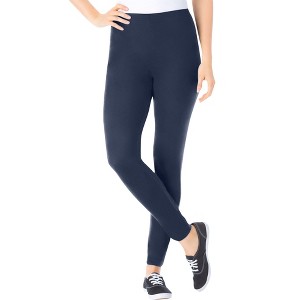 Woman Within Women's Plus Size Tall Stretch Cotton Legging - 1 of 4