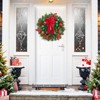 22 Inch Artificial Christmas Wreath,Lighted Christmas Wreath with Ball Ornaments,Leaves,Pine Needles, Winter Xmas Wreath with Timer - 2 of 4