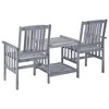 vidaXL Patio Chairs with Tea Table and Cushions Solid Acacia Wood - 4 of 4