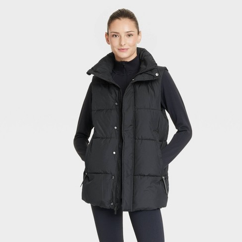 Women s Long Puffer Vest All In Motion Black L Target