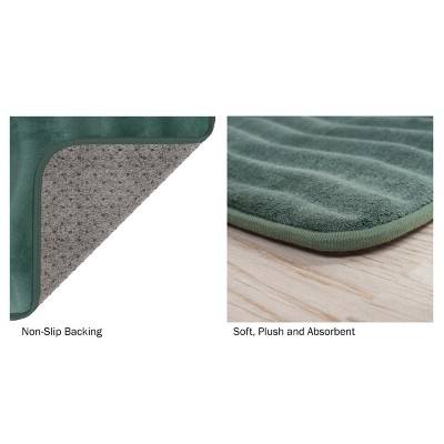 Green Memory Foam Bathroom Mat Set with Non-Slip Grip